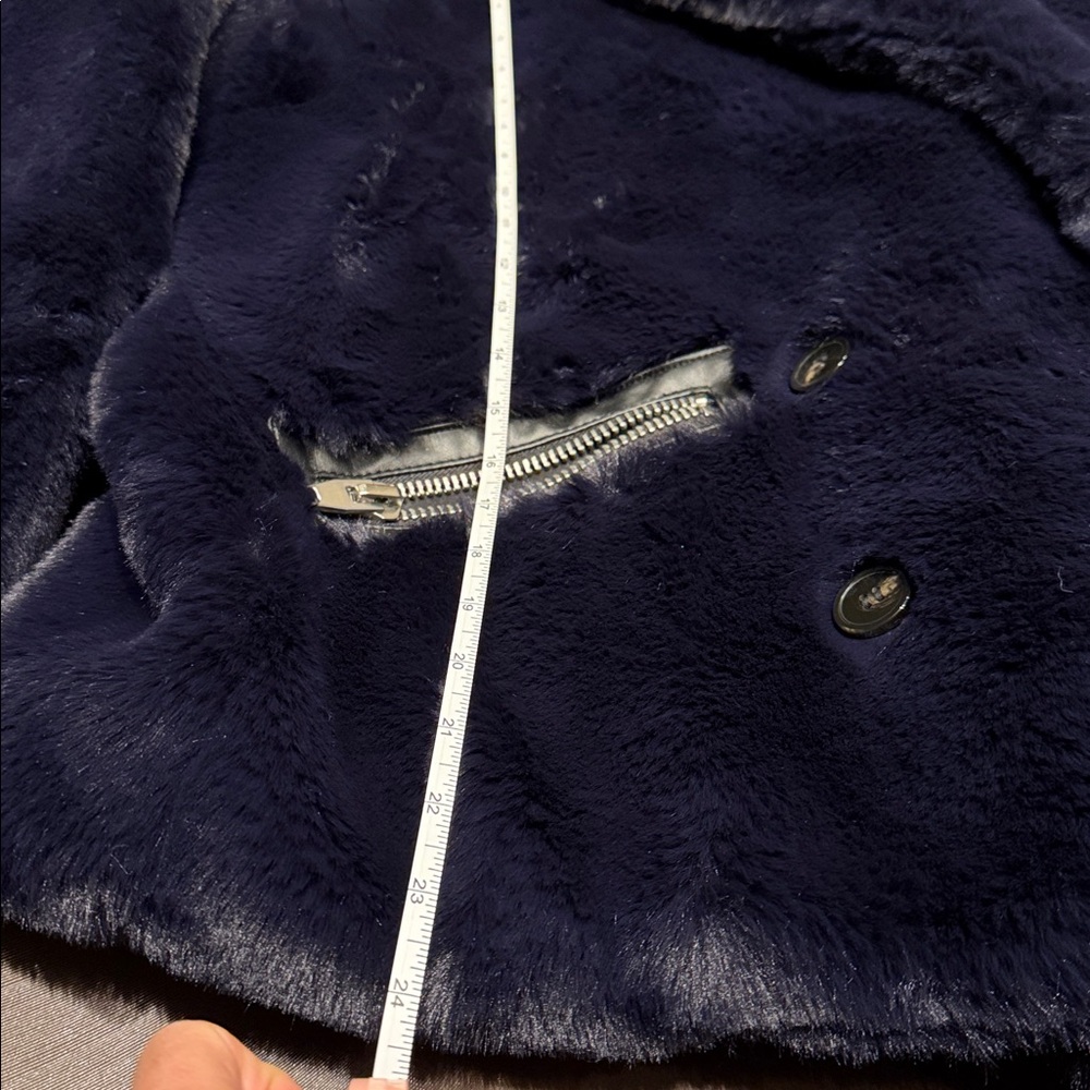 Kooples Luxurious Navy Faux Fur Jacket - Picture 7 of 10